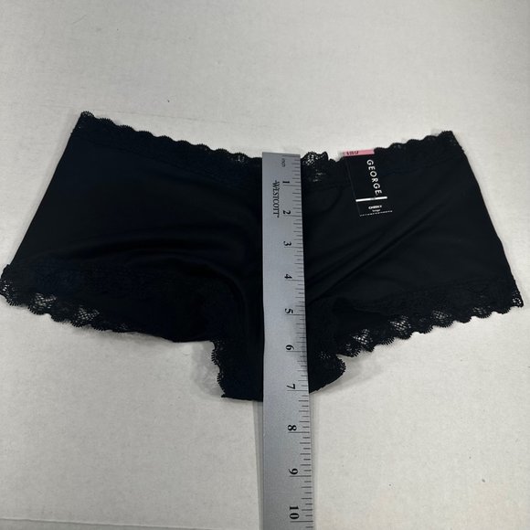 George Women's Size 7 Large Panty Cheeky Lace Waist Leg Openings Black New - Picture 8 of 10